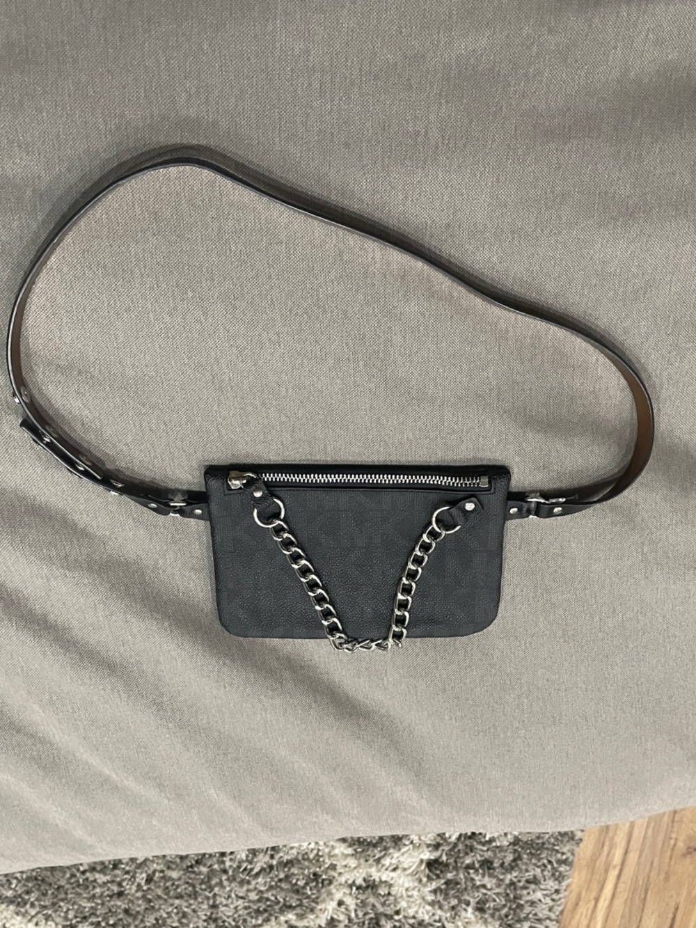 Michael Kors Black Chain-Accent Crossbody Belt Bag